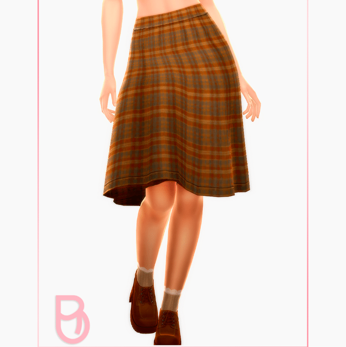 checkered long skirt for female