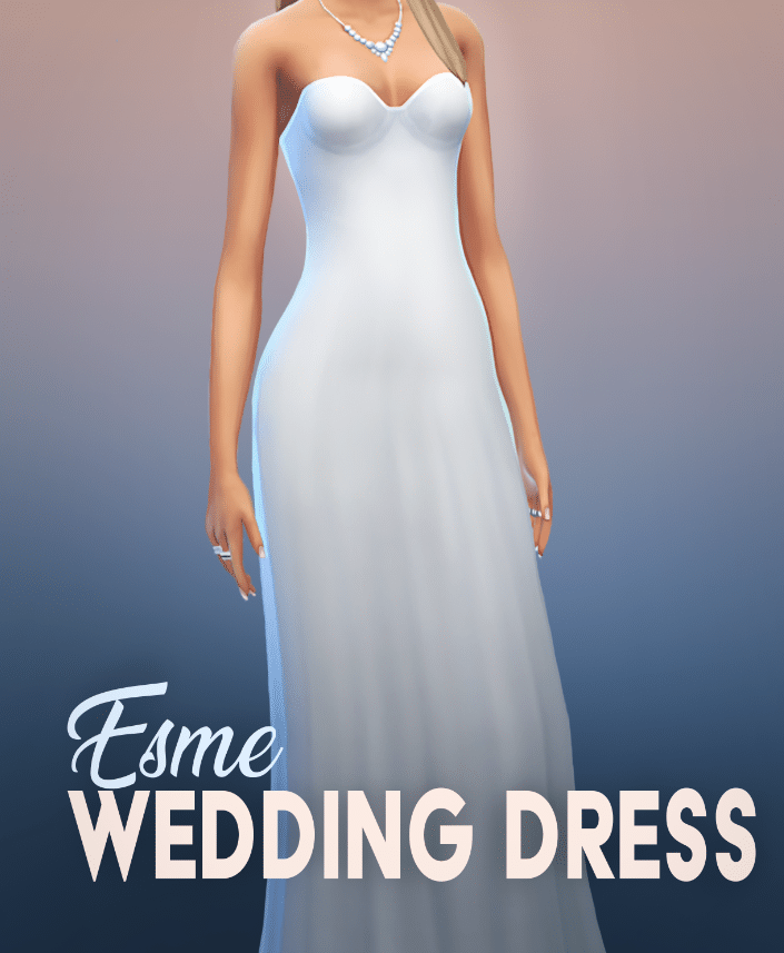 esme long and simple wedding dress