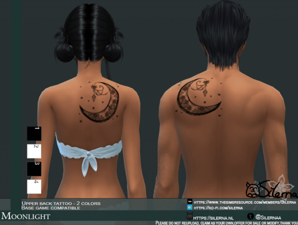 moonlight back tattoo for male and female