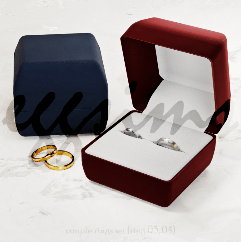 simple couple rings set for male and female