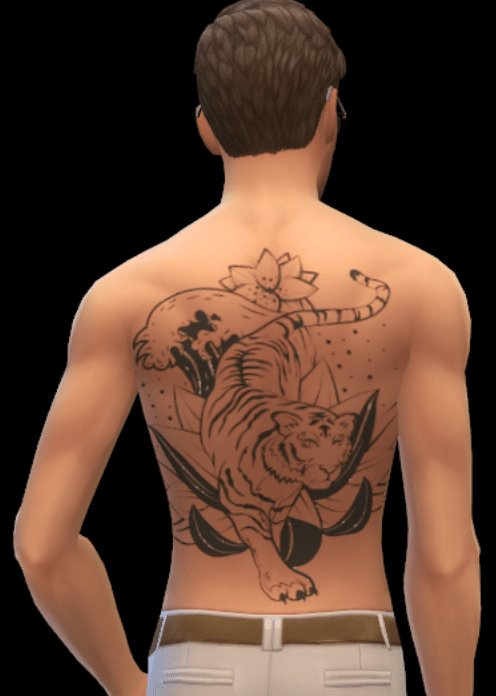 Aqua Tiger Back Tattoo