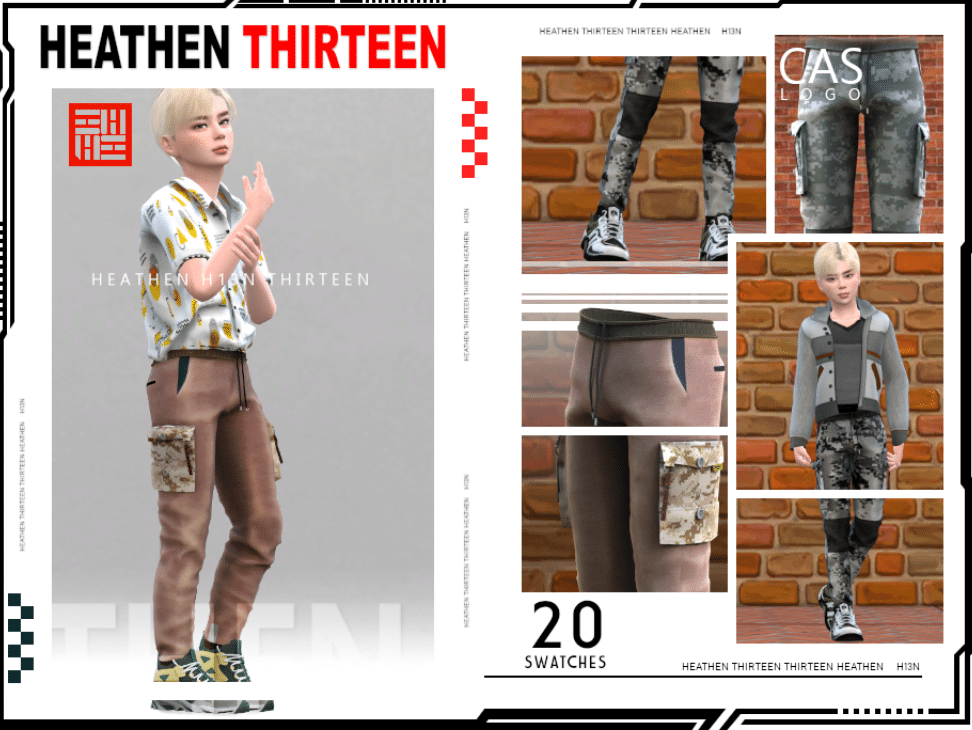 Camo Printed Loose Cargo Jogger Pants for Male Children