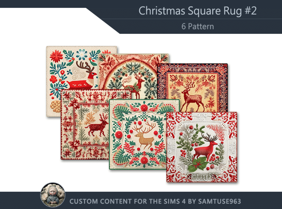 Christmas Reindeer Square Rugs