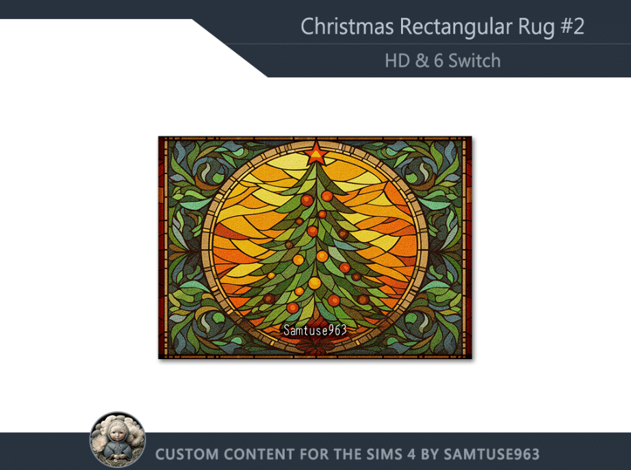 Christmas Tree Themed Rectangular Rug