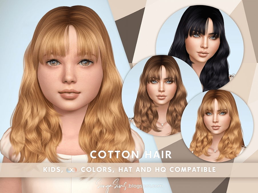 Cotton Long Wavy Hairstyle for Children