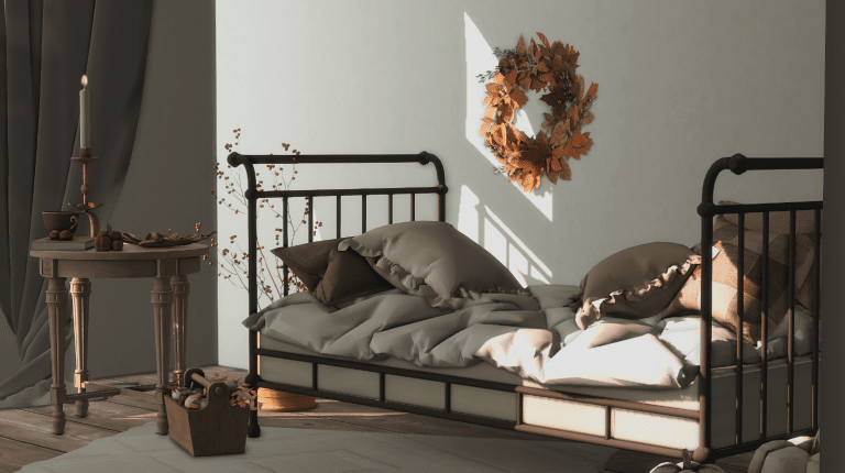 Cozy Corner Bedroom Set (Bed/ Vase/ Decors/ Pillows/ Side Tables/ Wreath/ Wooden Crate) [ALPHA]