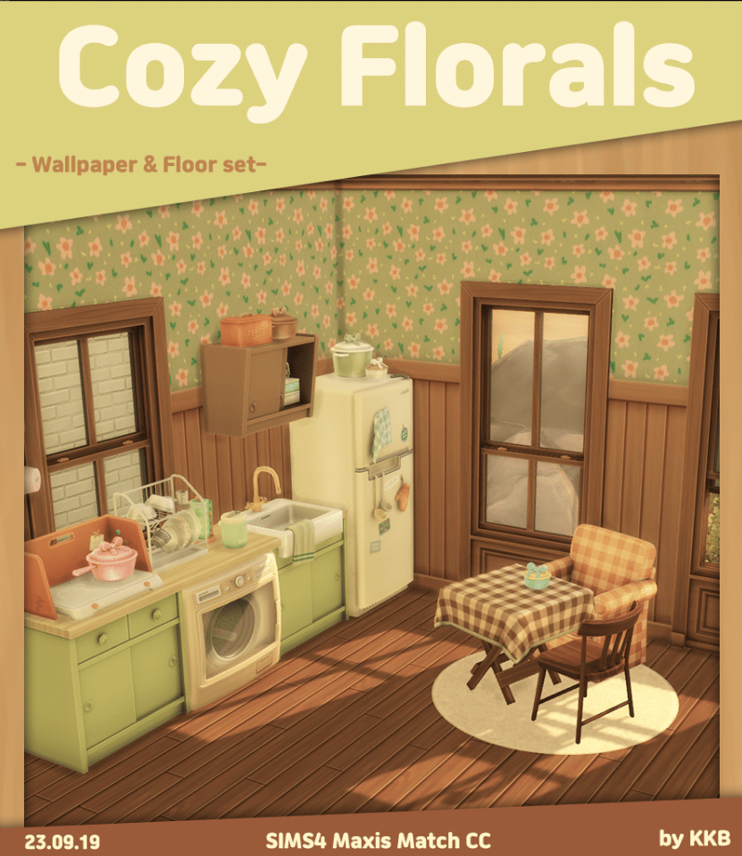 Cozy Floral Wallpaper and Floor Set