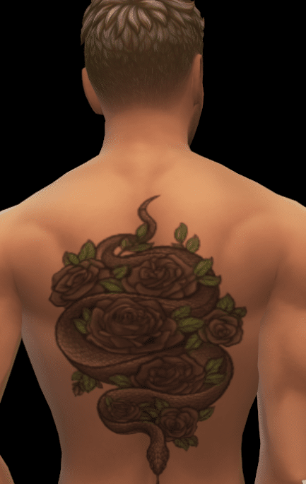 Flower and Snake Back Tattoo