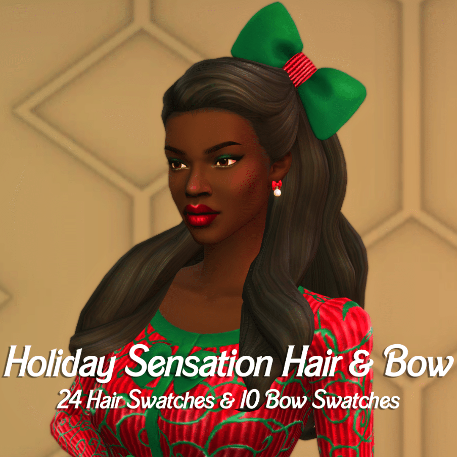 Holiday Sensation Long Hair and Bow Accessory