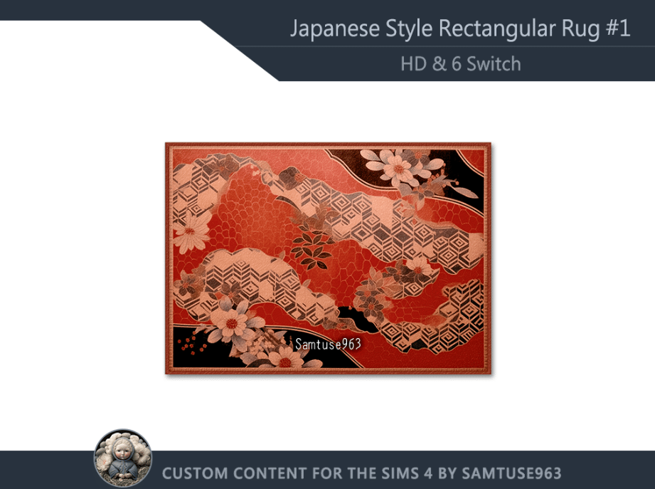 Japanese Style Rectangular Rug