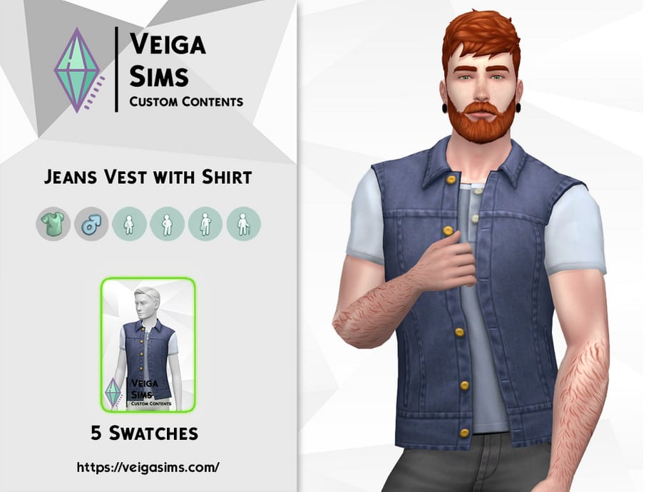 Jeans Vest with Shirt