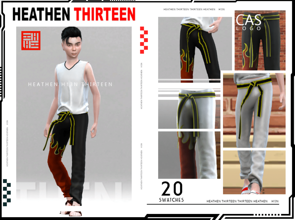 Jin Red Flame Training Pants for Male Children