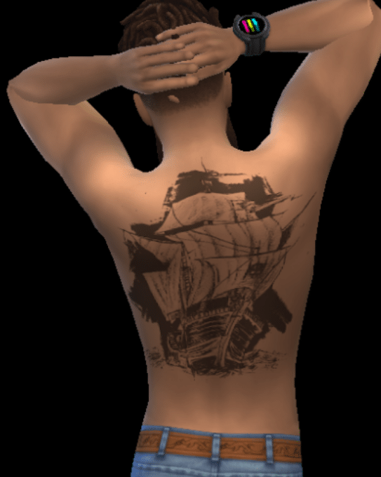 Pirate Ship Back Tattoo for Male and Female