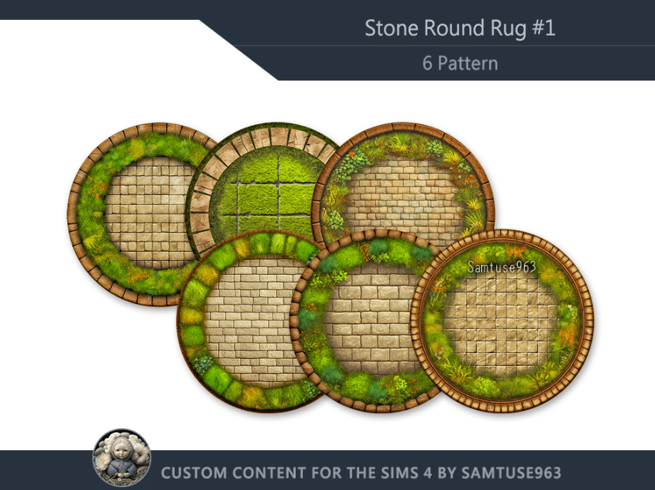 Realistic Stone Round Rug Decor