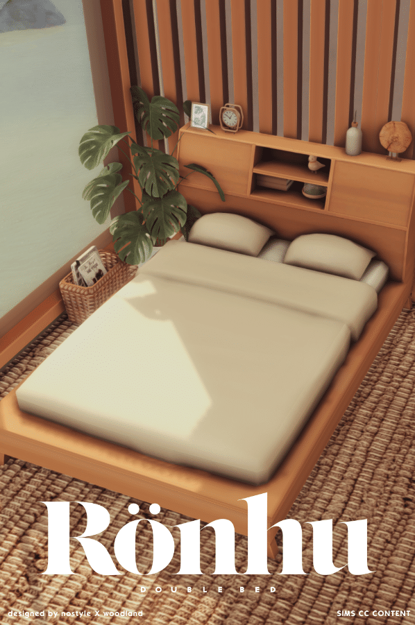 Rönhu Wooden Double Bed for Bedroom