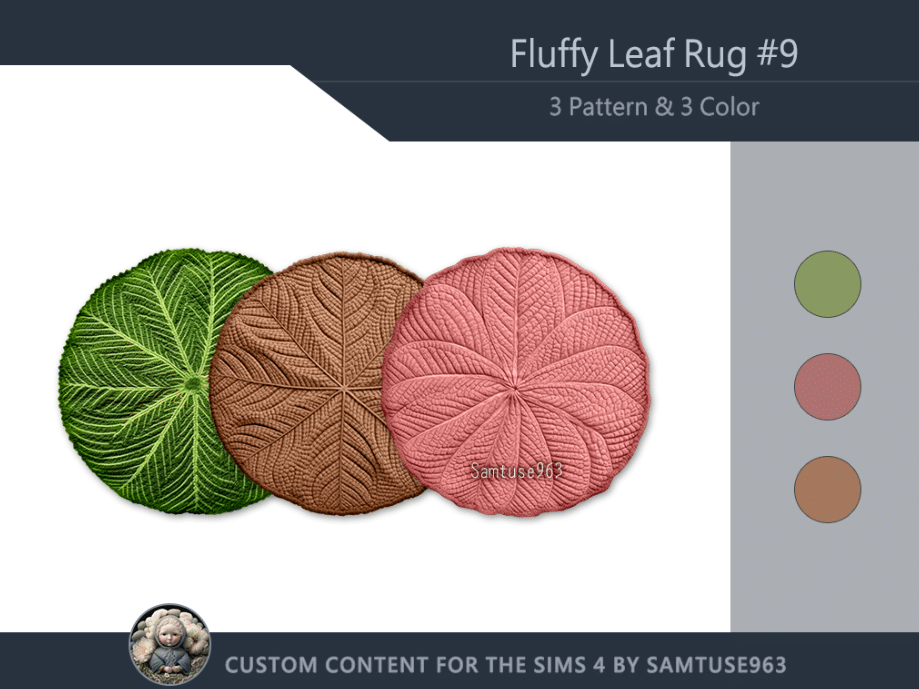 Round Fluffy Leaf Rug Decor