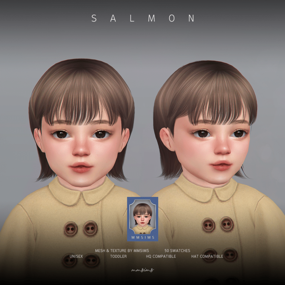 Salmon Short Hairstyle with Bangs for Toddlers