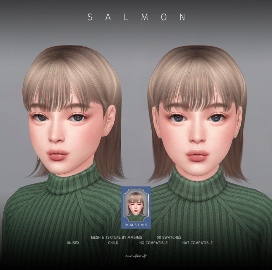 Salmon Short Neat Wolf Cut Hairstyle for Children