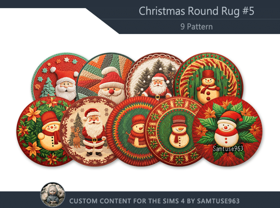 Santa and Snowman Round Rug