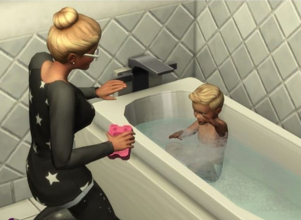 No Puddles Under Bathtubs from Splashing Toddlers