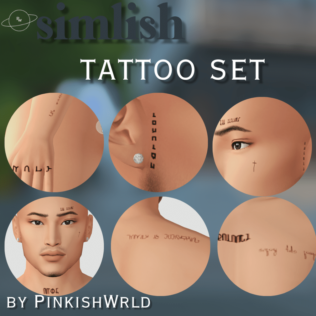 Simlish Male Tattoo Set by PinkishWrld