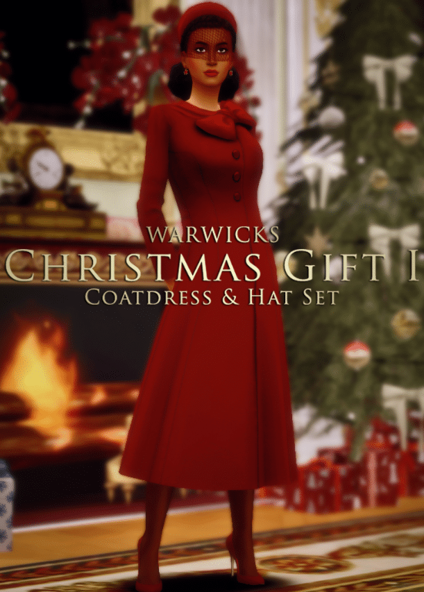 Simple Coat Dress and Hat Set for Female