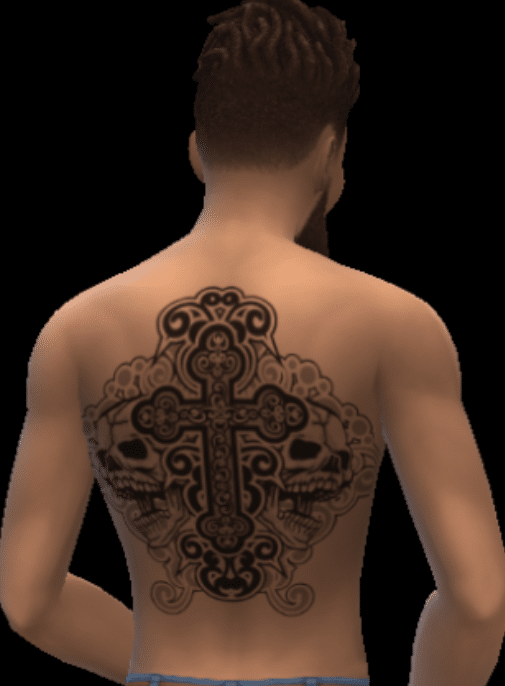Stylish Cross Back Tattoo for Male