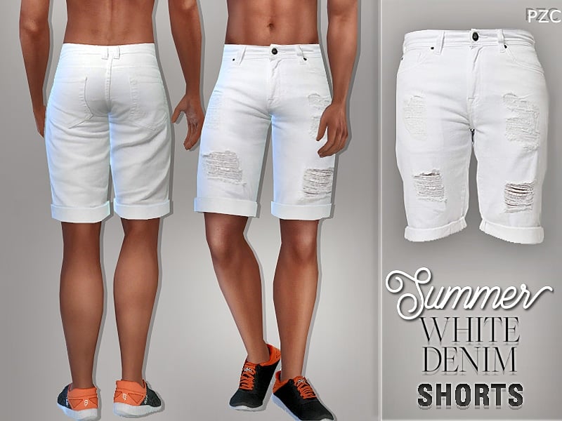 White Denim Jean Shorts for Him