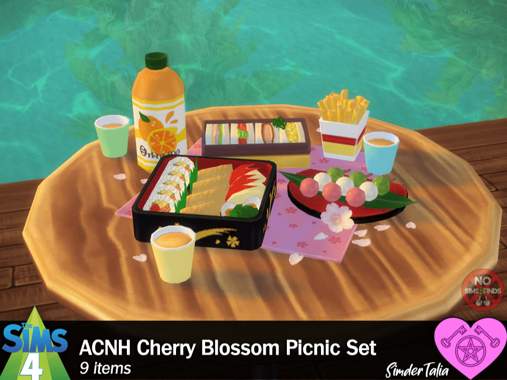 ACNH Cherry Blossom Picnic Food Decor Set