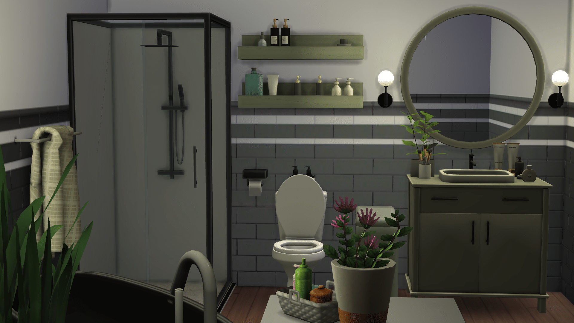 Bathroom Noir Set by Snootysims In-game shot 01