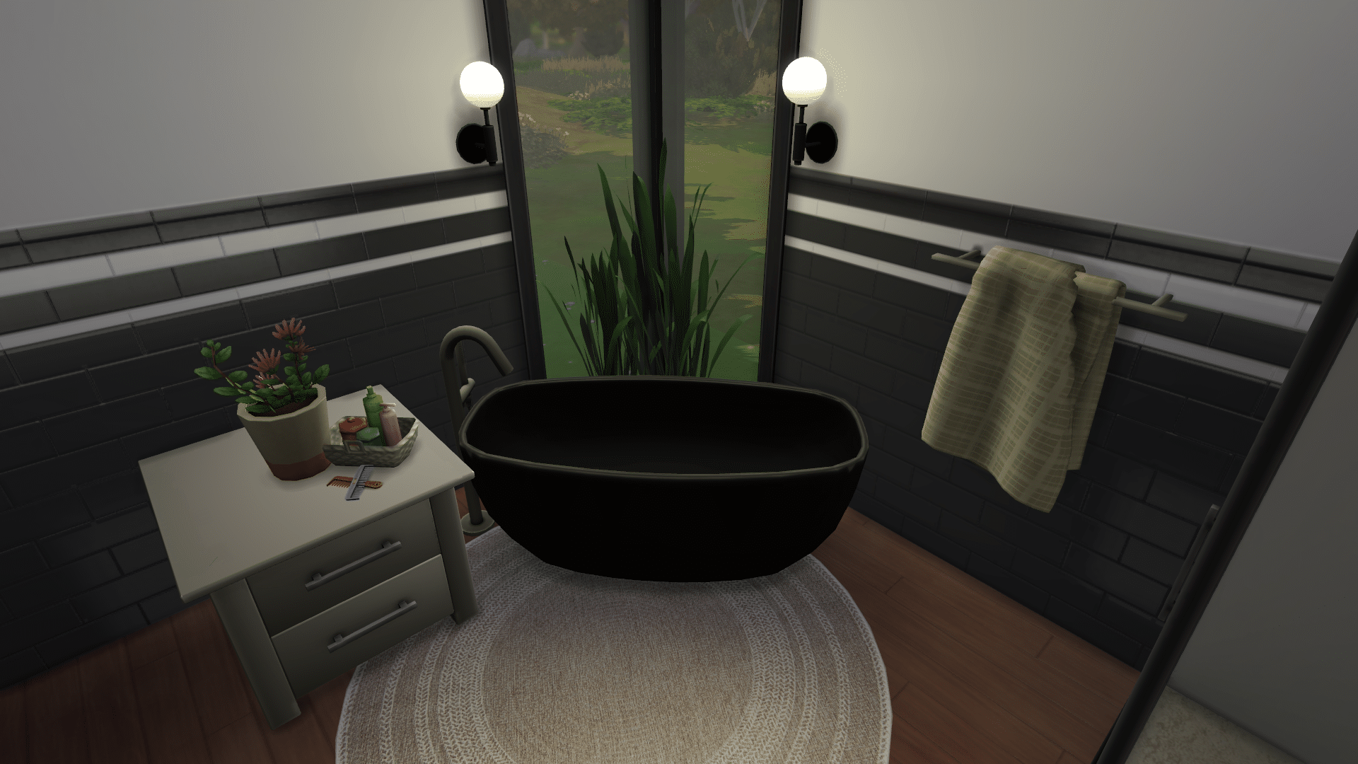 Bathroom Noir Set by Snootysims In-game shot 02