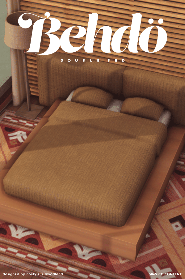 Behdö Modern Double Bed with Wooden Base