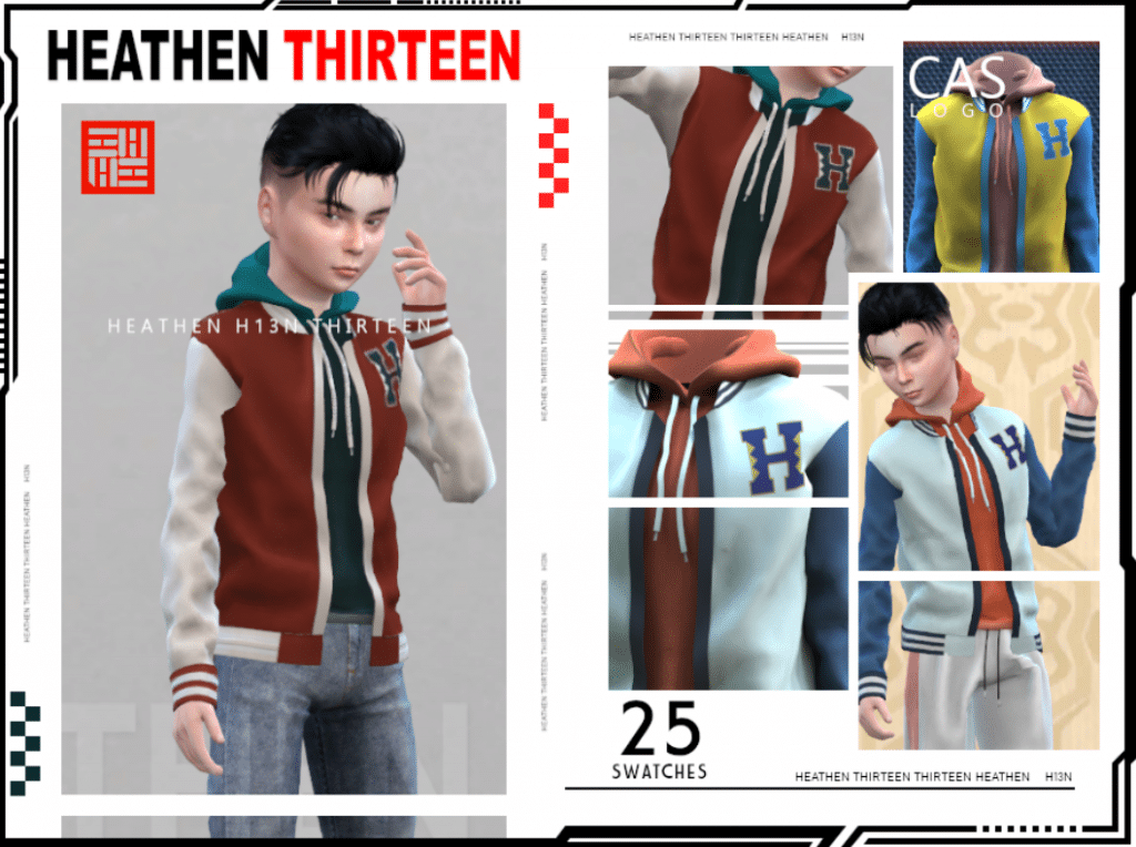 Colorblock Letter Embroidery Varsity Jacket And Hoodie for Male Children