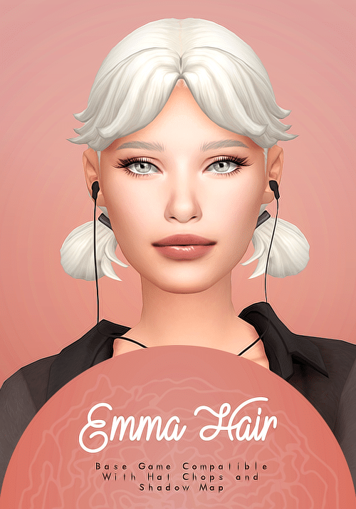 Emma Short Pigtail Hairstyle with Curtain Bangs for Female