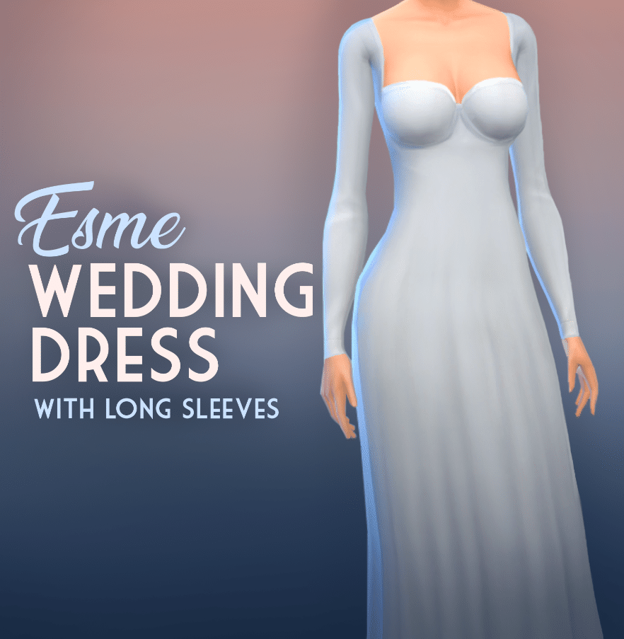 Esme Long Simple Wedding Dress with Sleeves