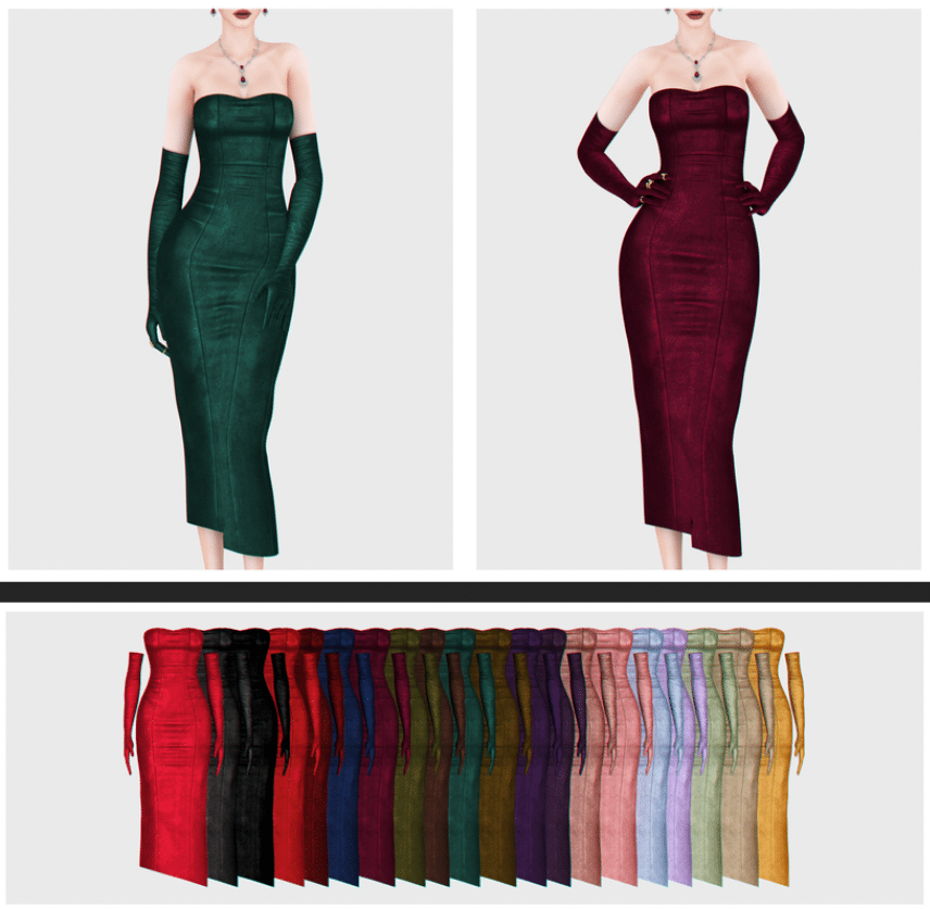 Evelyn Velvet Long Tube Dress for Female