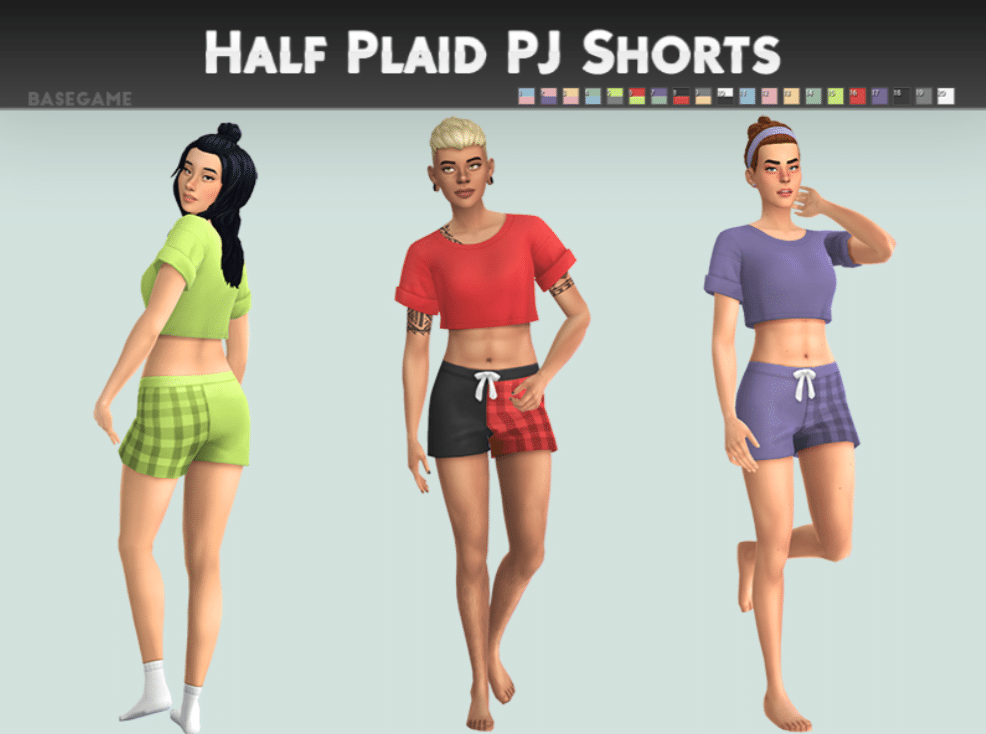 Half Plaid Pajama Shorts