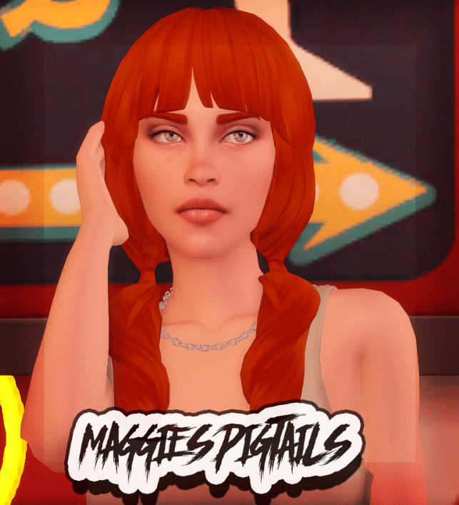 Maggie Long Pigtails with Full Bangs for Female