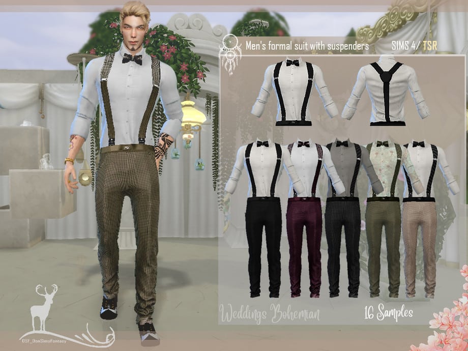 Men's Formal Suit with Suspenders