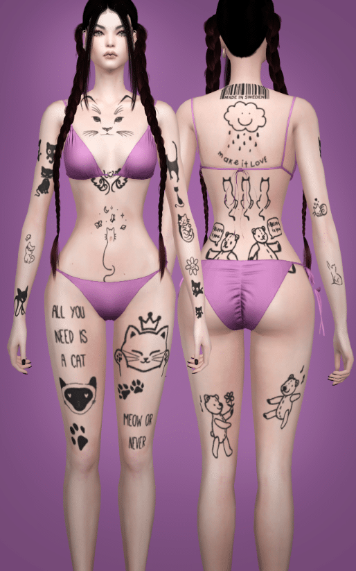 Mishi Meow Full Body Tattoos for Male and Female