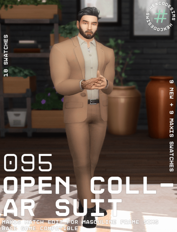 Open Collar Suit for Male