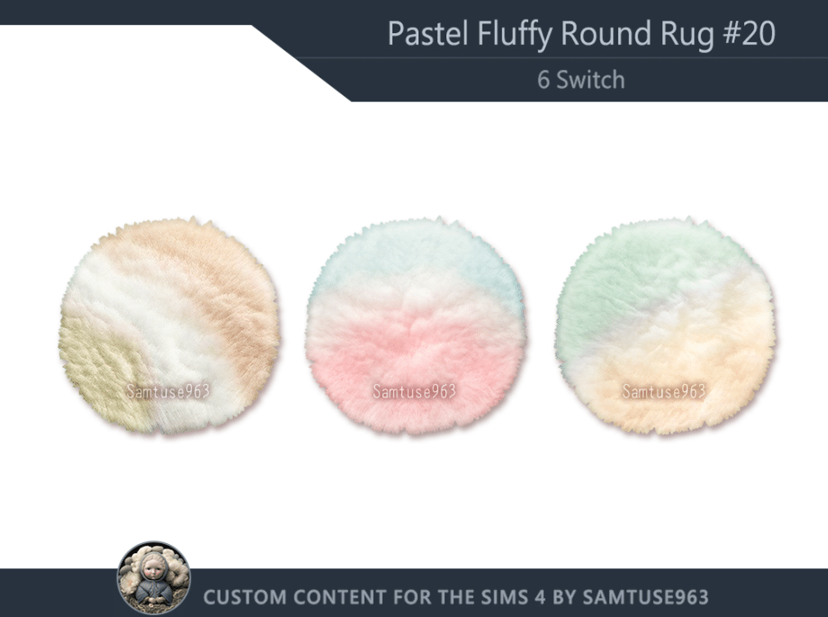 Pastel Fluffy Round Rug Decor