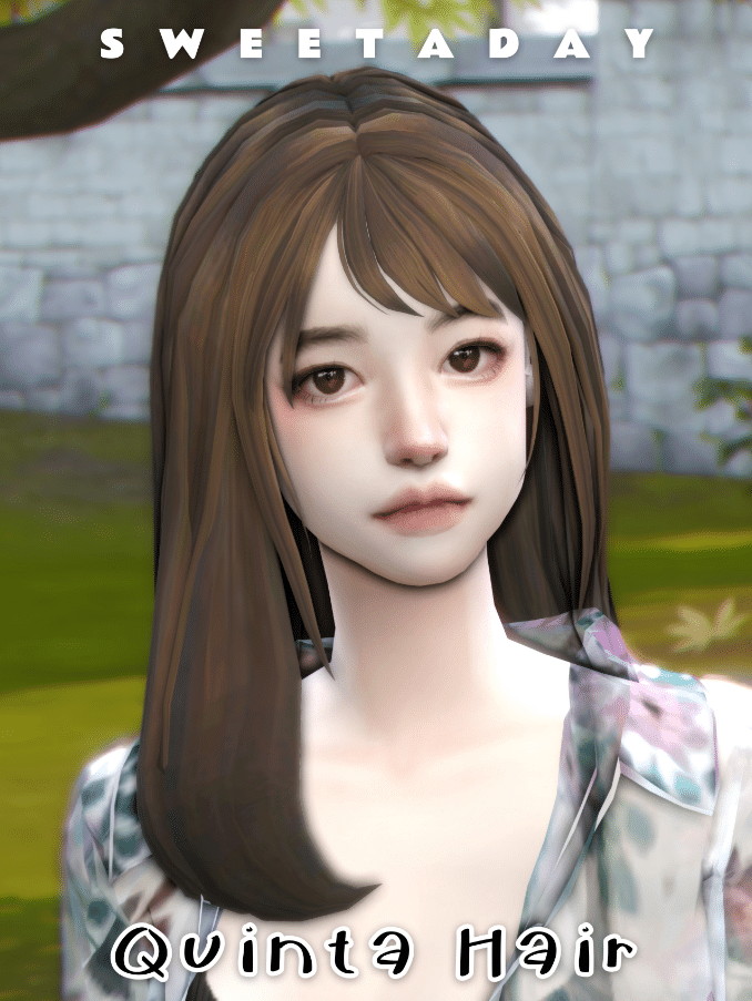 Quinta Middle Parted Hairstyle with Bangs for Female