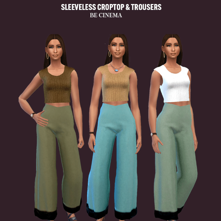 Sleeveless Crop Top and Trousers