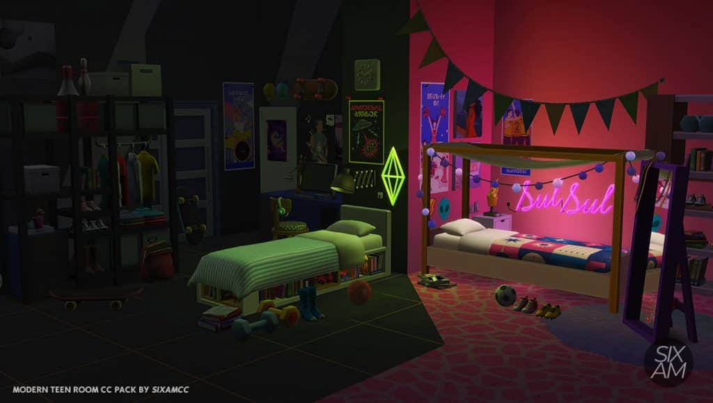 Modern Teen Bedroom Neon Lights