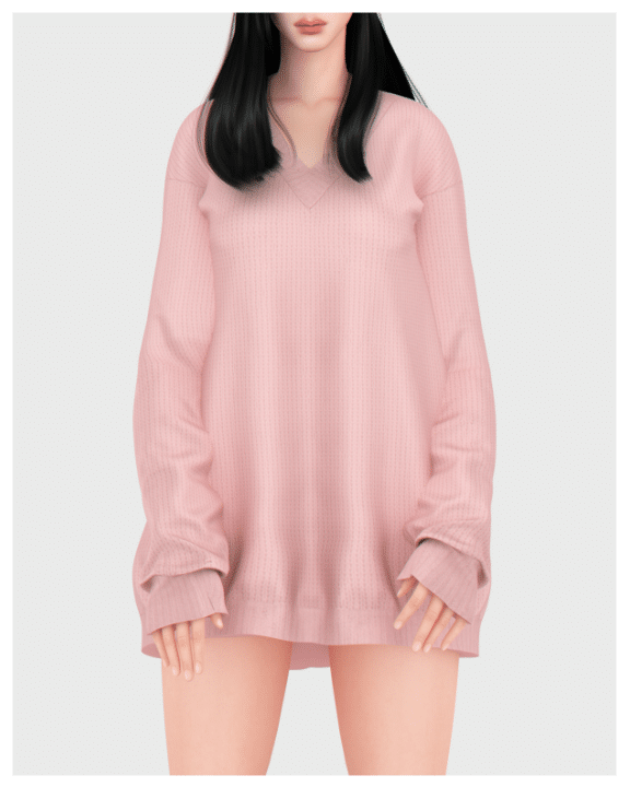 V-Neck Knitted Oversize Shirt for Female