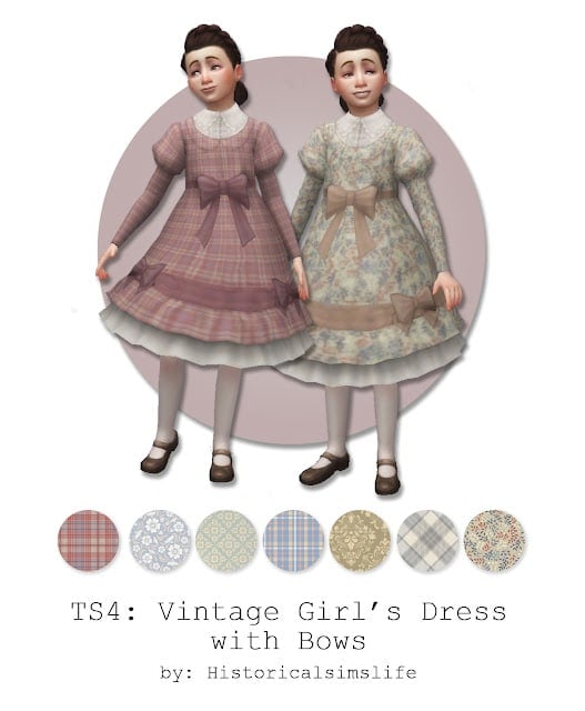 Vintage Girl's Dress with Bows