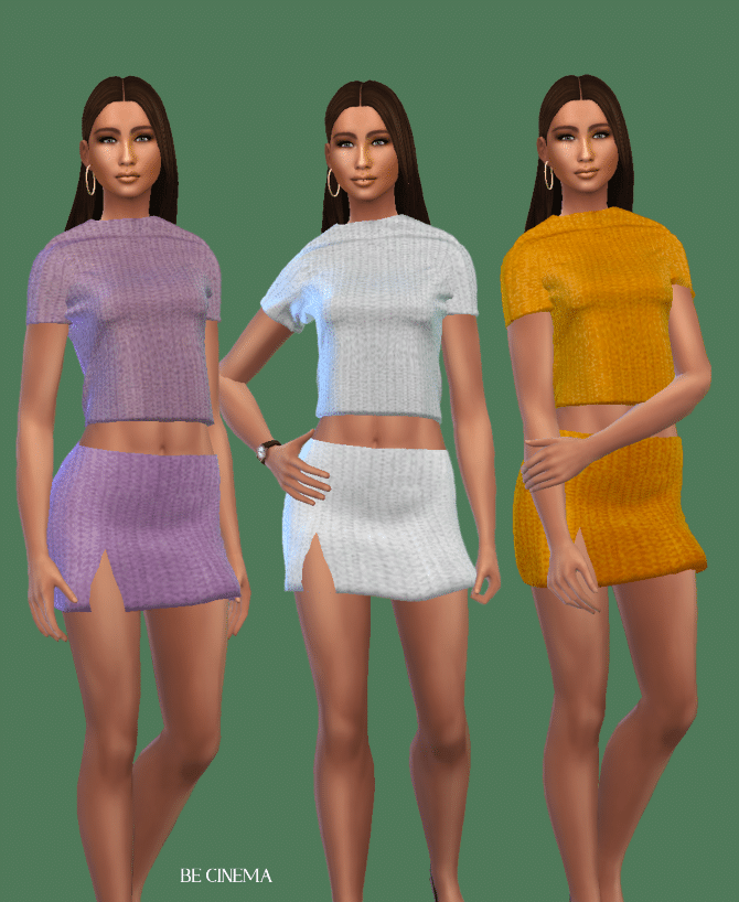 Wool Crop Top and Mini Skirt for Female