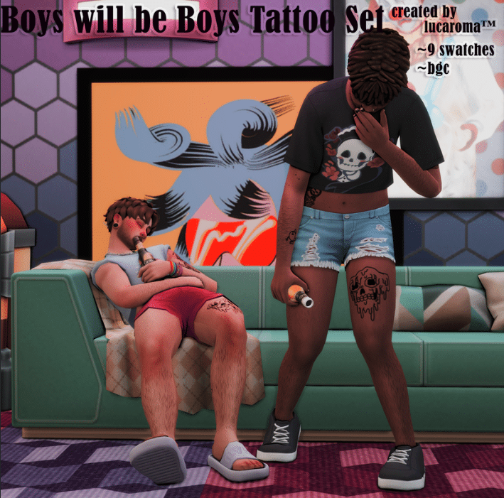 Boys Will Be Boys Full Body Tattoo Set for Male and Female