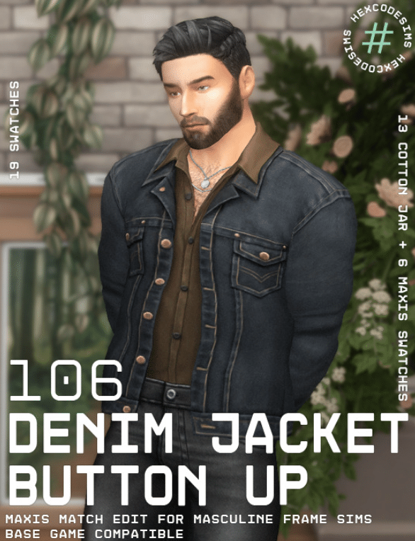 Button Up Denim Jacket for Male